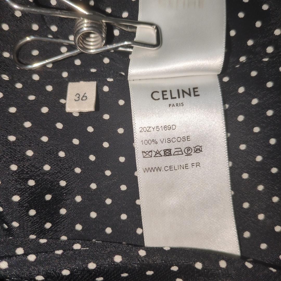 美品　セリーヌ　長袖シャツ　黒　ブラウス　フィービー期　ドット柄　サイズ36