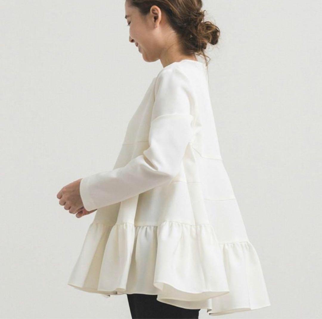 yori　ティアードストレッチブラウス　ホワイト