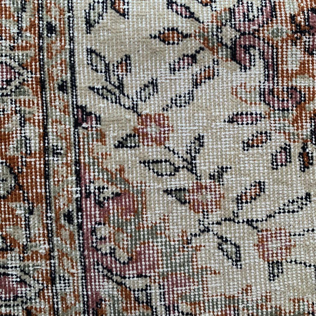 ペールオレンジ200×97 フラワーメダリオン　トルコヴィンテージラグ