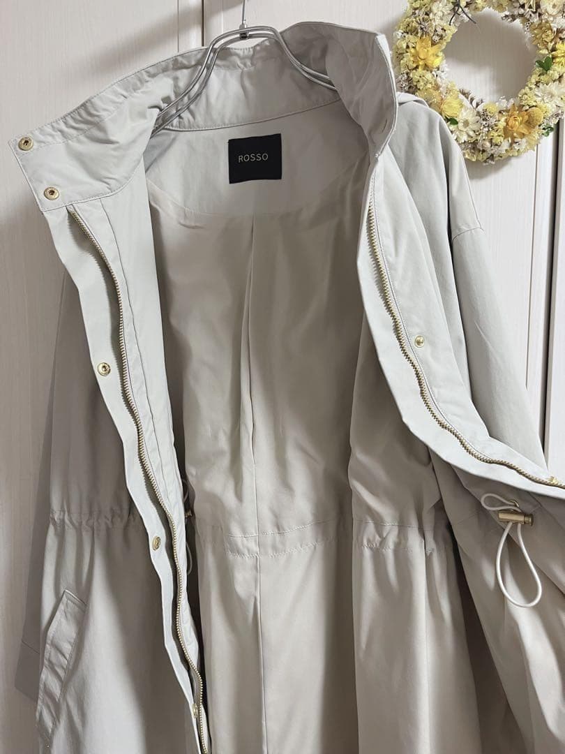 yosk123　微光沢ウエストギャザー2WAYフードコート定価2.2万円