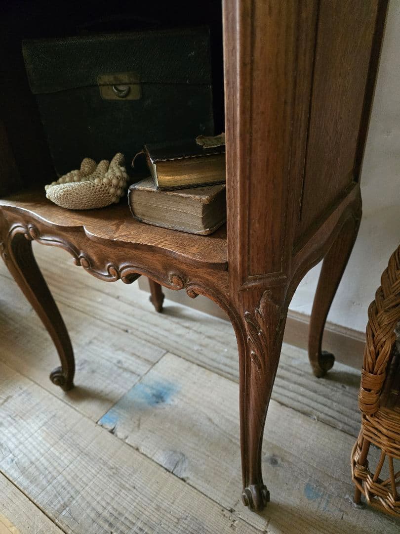 フランス　アンティーク　オーク　　ベッドサイドテーブル　家具