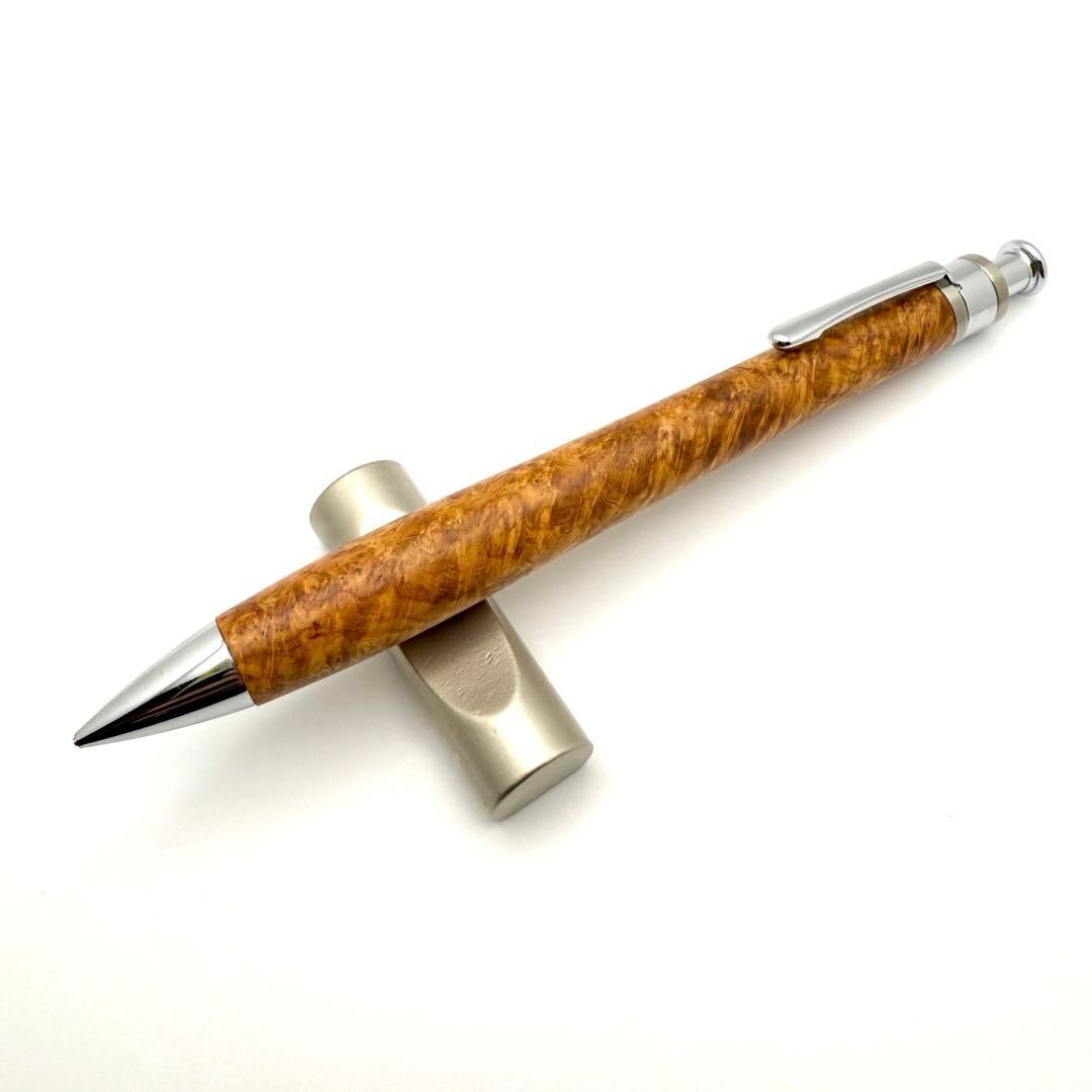 【真鍮パイプ】工房楔 シャーペン ペンシル楔 花梨こぶ杢 木軸ペン