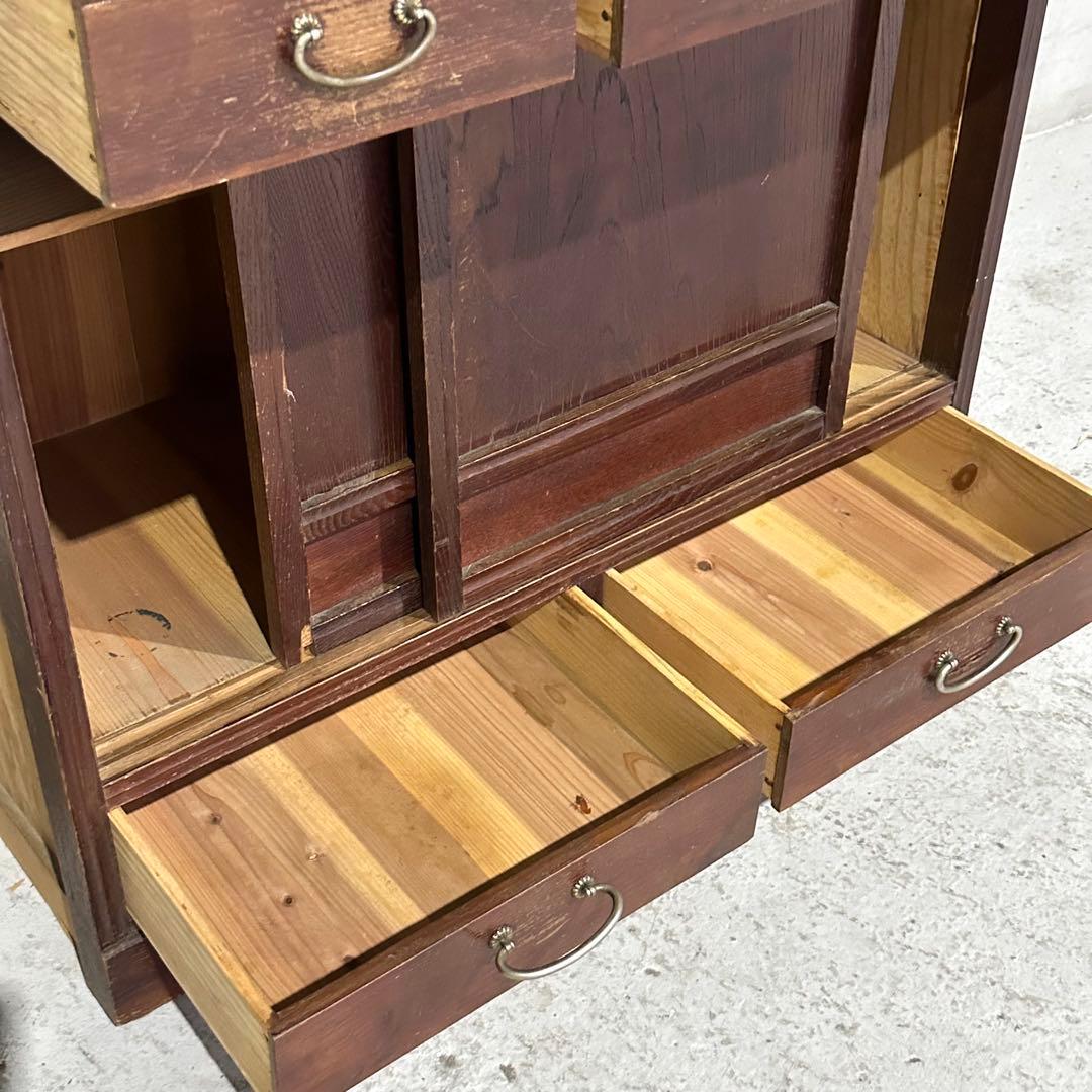 ★1950年代★ 昭和レトロ 水屋箪笥 和風食器棚 古民家家具 引戸収納 飾り棚