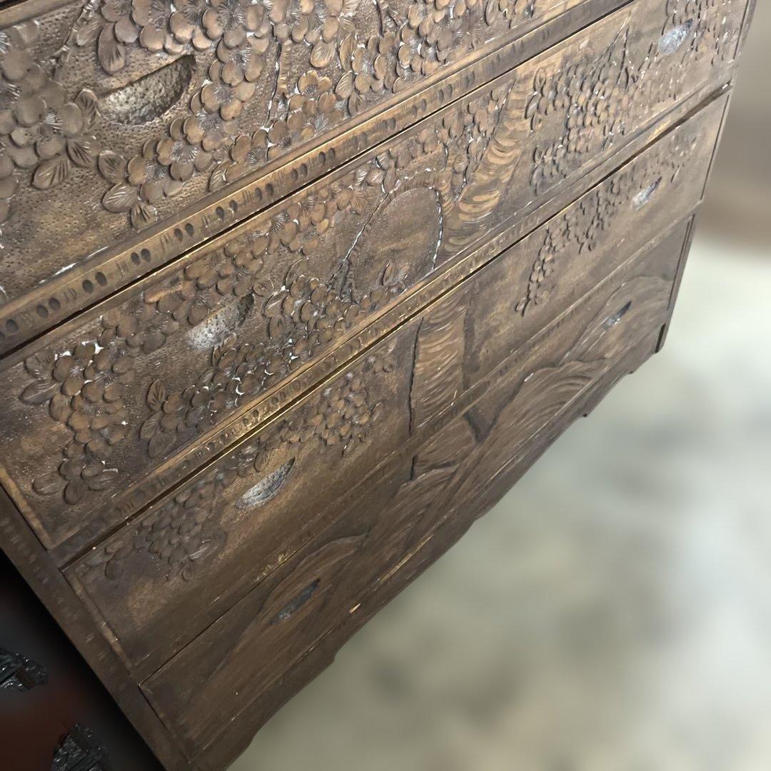 【軽井沢彫】6段チェスト◇程度良好◆