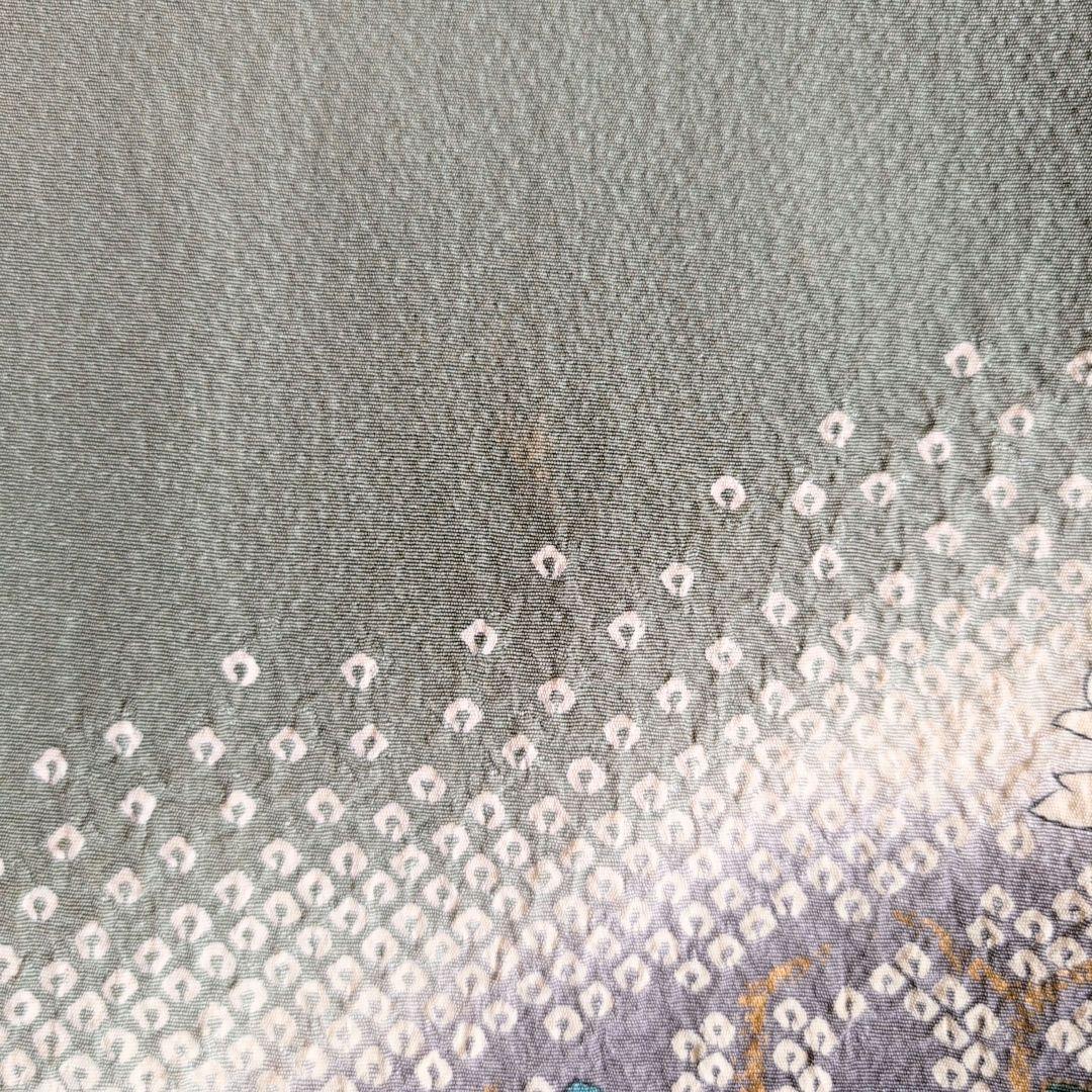 訪問着　フルセット　着物　正絹　緑　金　花　華やか　祝い事　D2