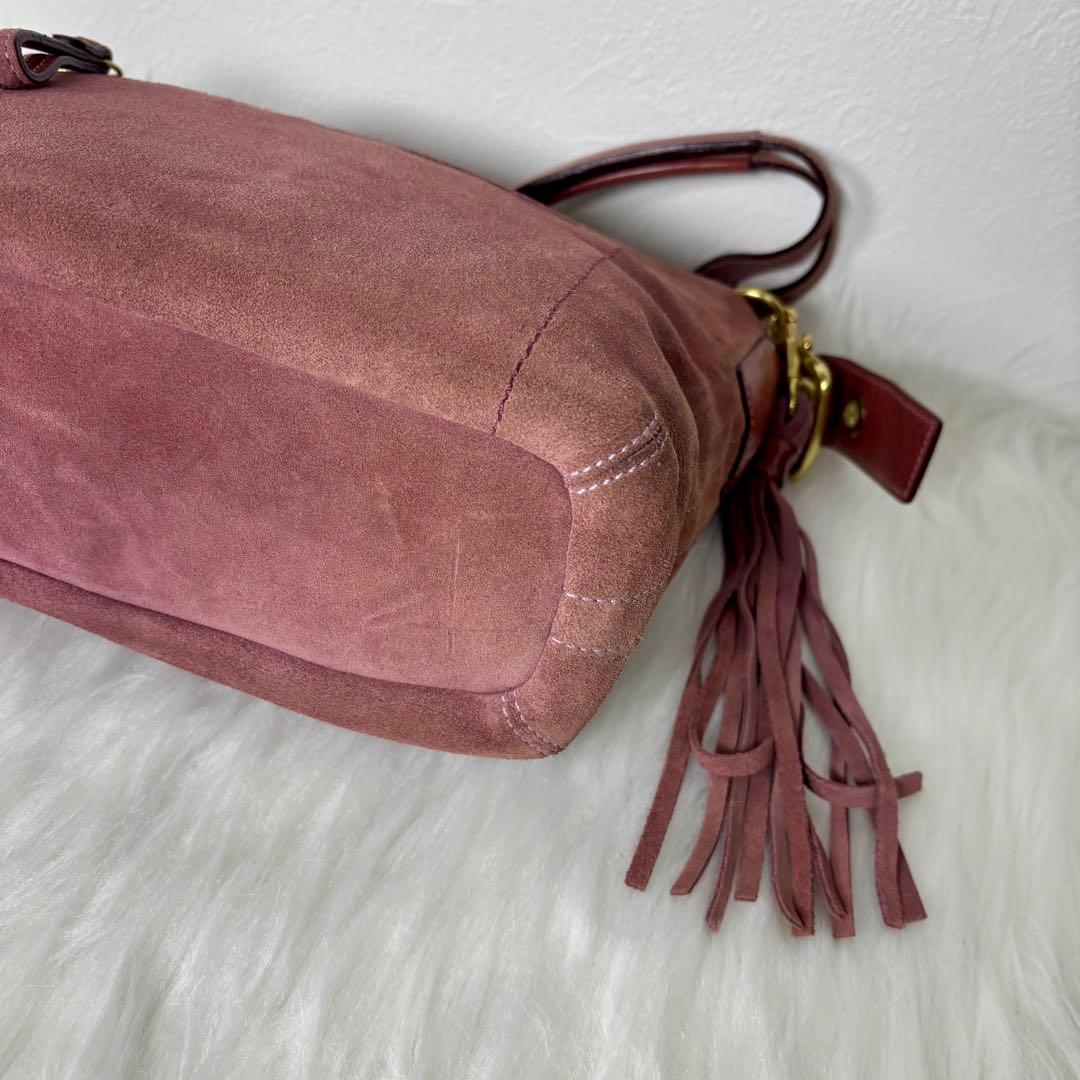 COACH suède one shoulder bag 1421 fringe