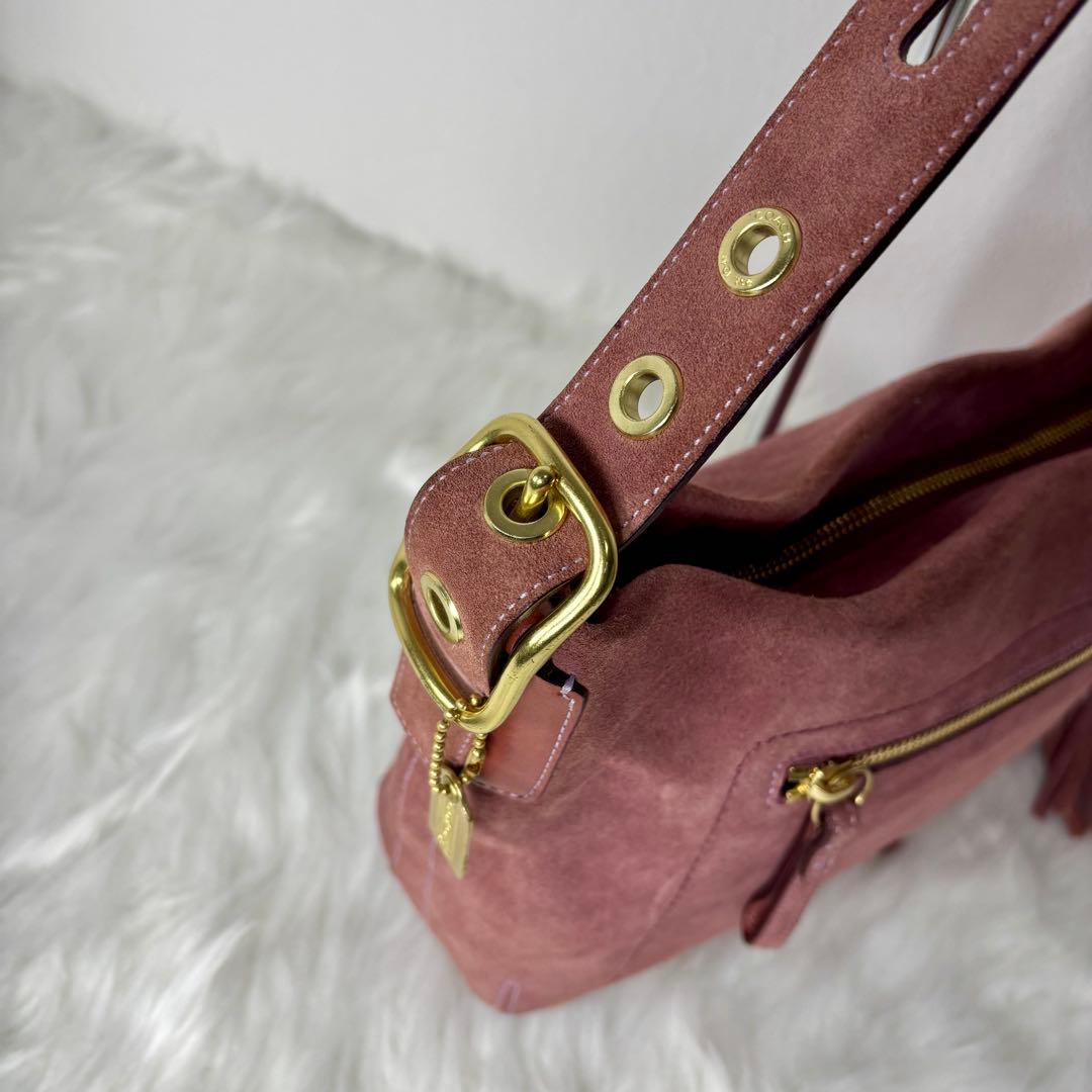 COACH suède one shoulder bag 1421 fringe