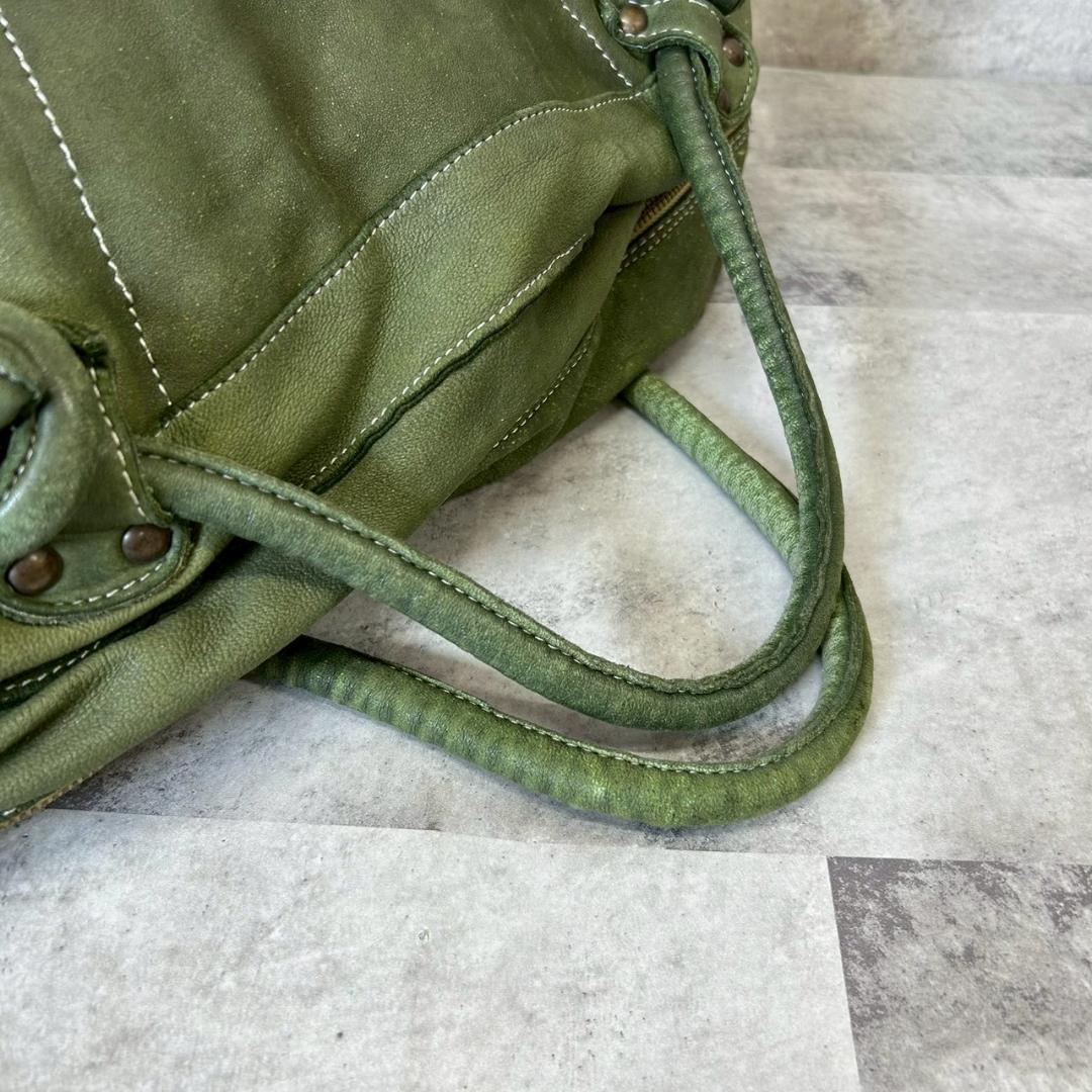 collection PRIVEE? ボストンバッグ　緑　レザー RG289