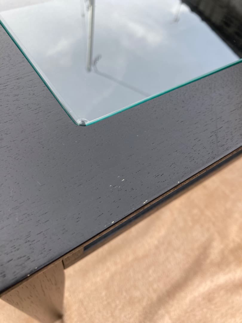 特価❗️大塚家具　木製リビングテーブルガラス天板　モダン黒ローテーブル 引き出し