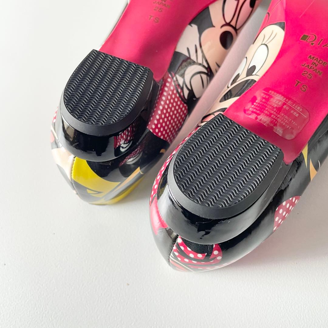 新品　ダイアナ×ディズニー　ミニー　BIGプリント　フラットパンプス　シューズ