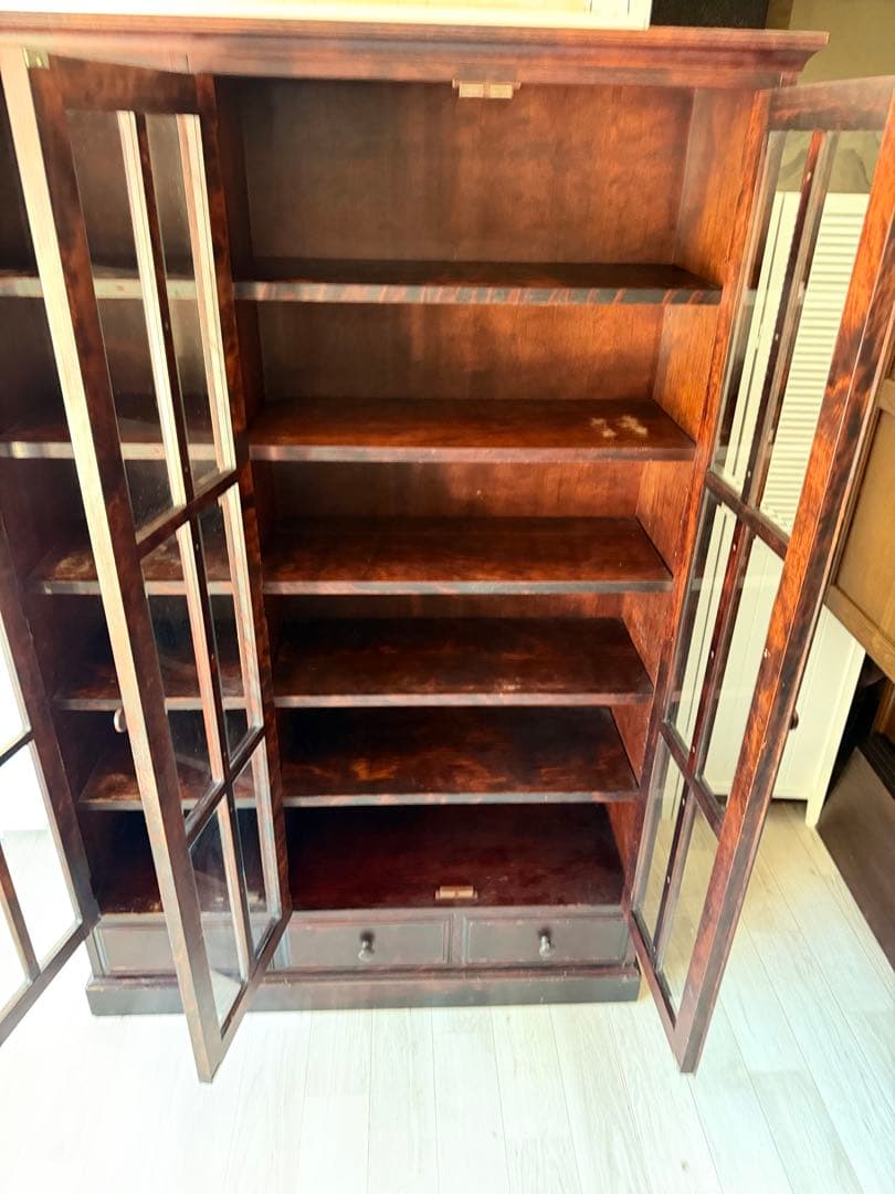 momo 北斗民芸家具 和光 飾棚１２０ 樺材 民芸家具 書棚 食器棚