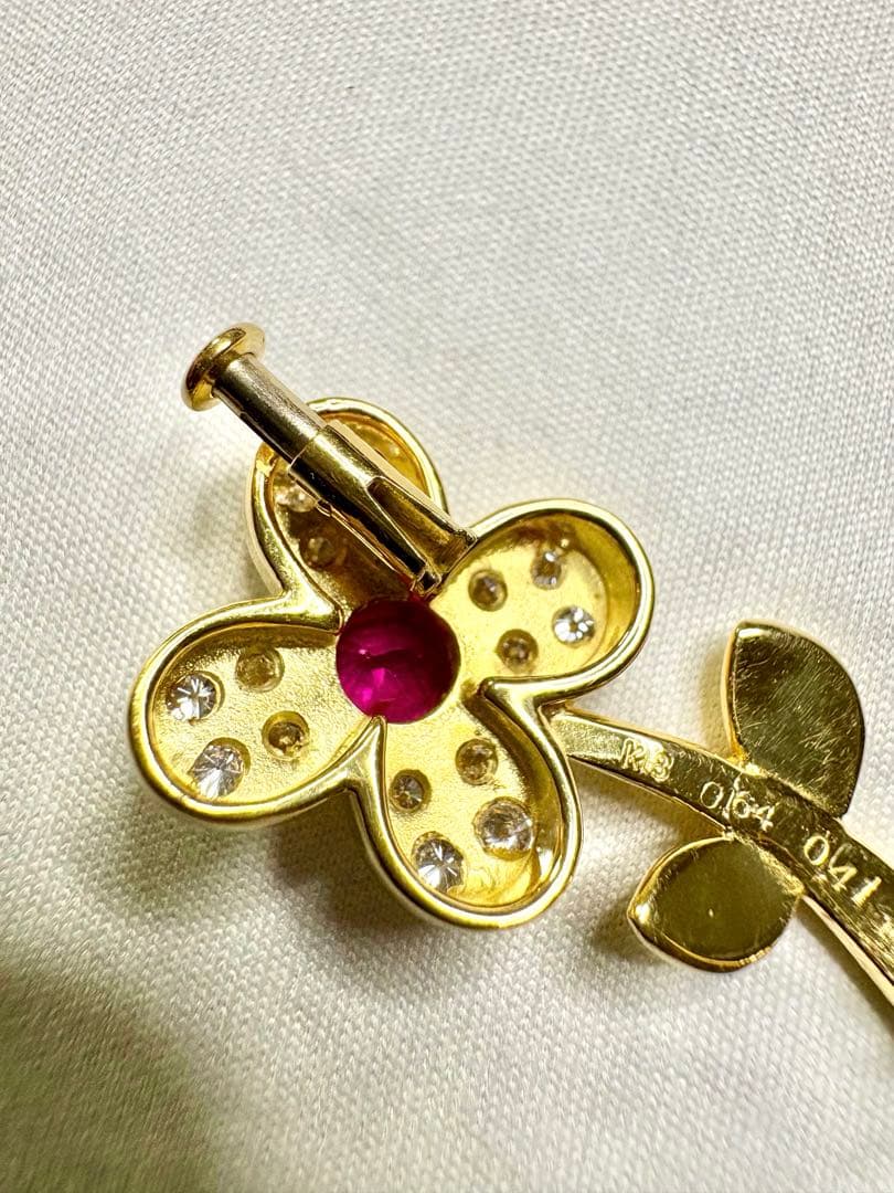 K18 ブローチ ダイヤ ルビー ガーネット ピンクダイヤモンド