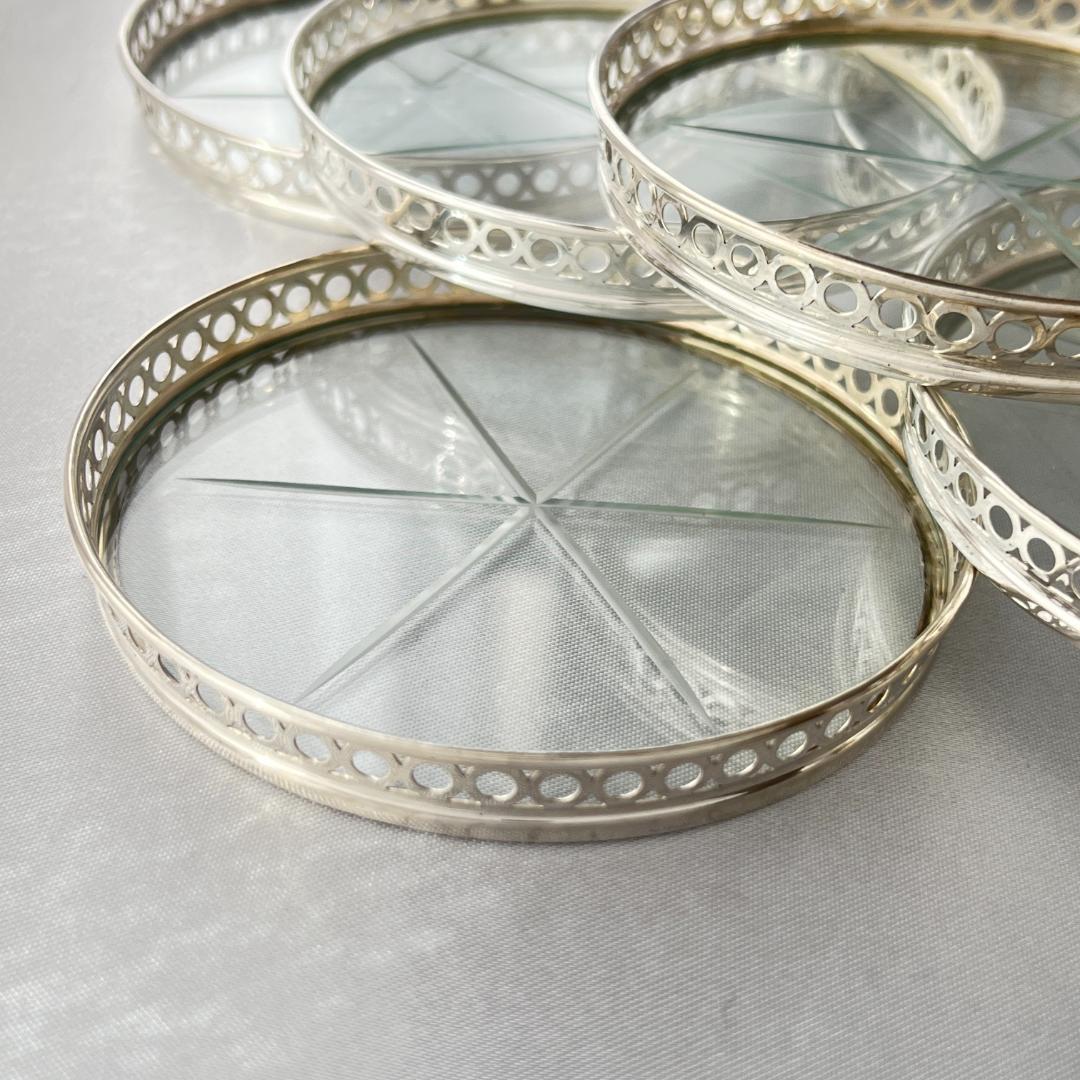 【Webster】ワイングラスコースター 8枚【純銀 / ガラス】 ホルダー