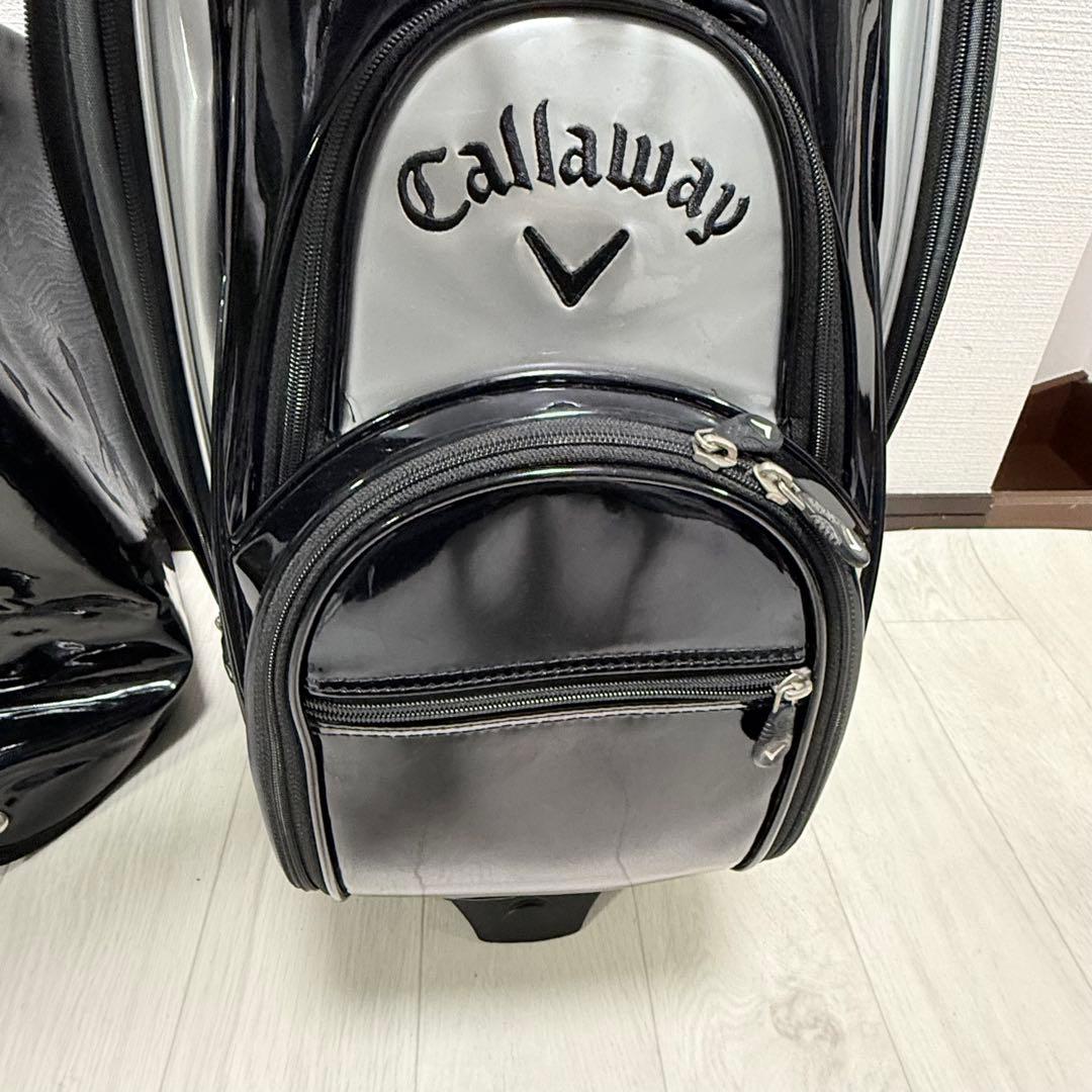 美品キャロウェイ　ド迫力大きめキャディバッグ　エナメル　9型　ブラック×シルバー