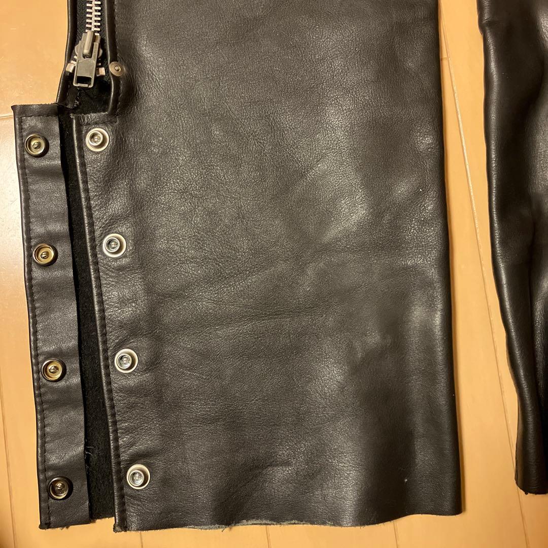 ブラックレザー チャップス　Schott オープンフロント　USA Sサイズ