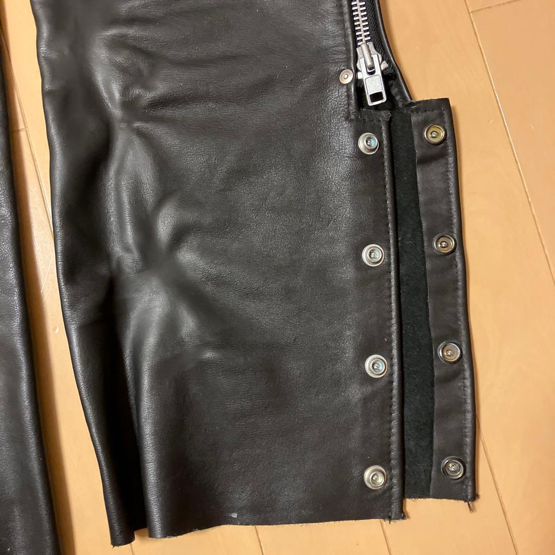 ブラックレザー チャップス　Schott オープンフロント　USA Sサイズ