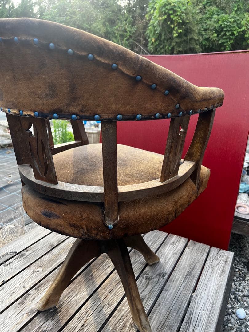 110アンティーク 大正時代 ドクターチェア 回転椅子 リペア歴無しオリジナル