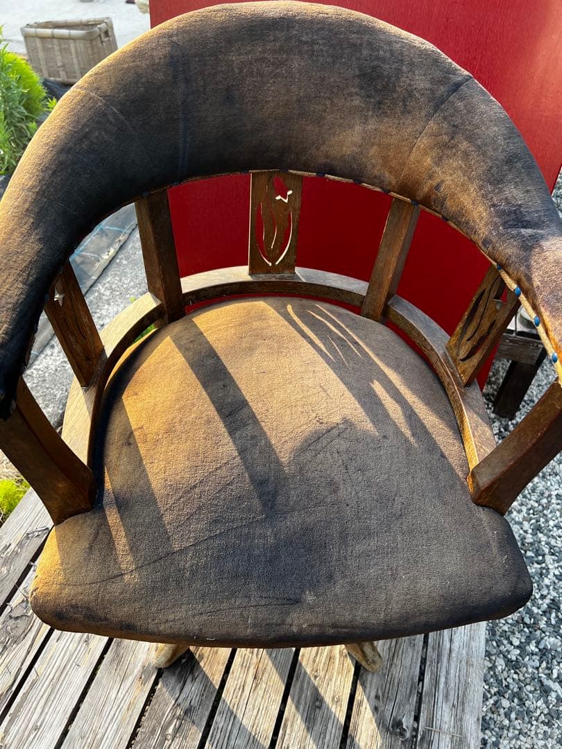110アンティーク 大正時代 ドクターチェア 回転椅子 リペア歴無しオリジナル