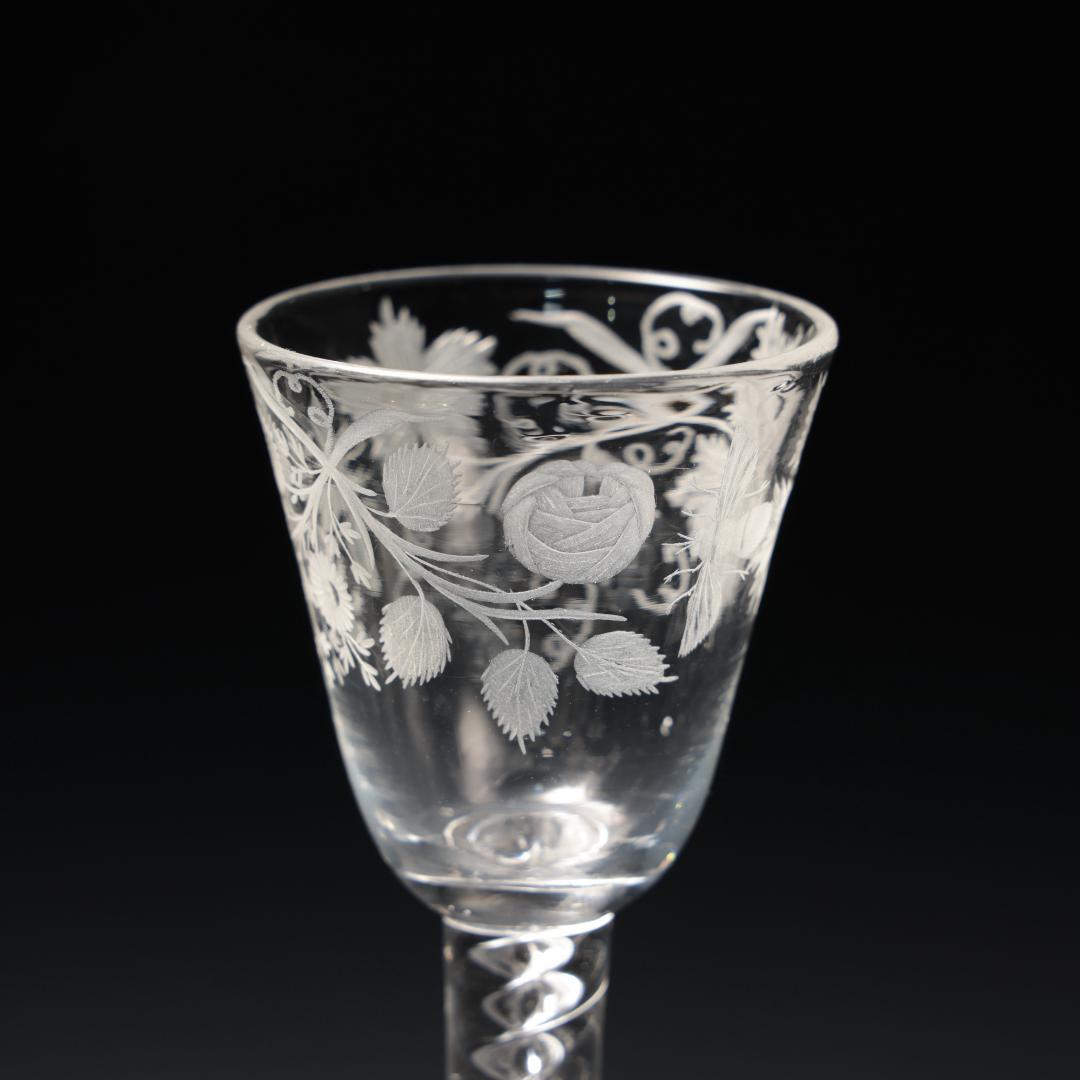 アンティークグラス　ジャコバイト　葡萄と蜂　ツイストステムR1542ダI