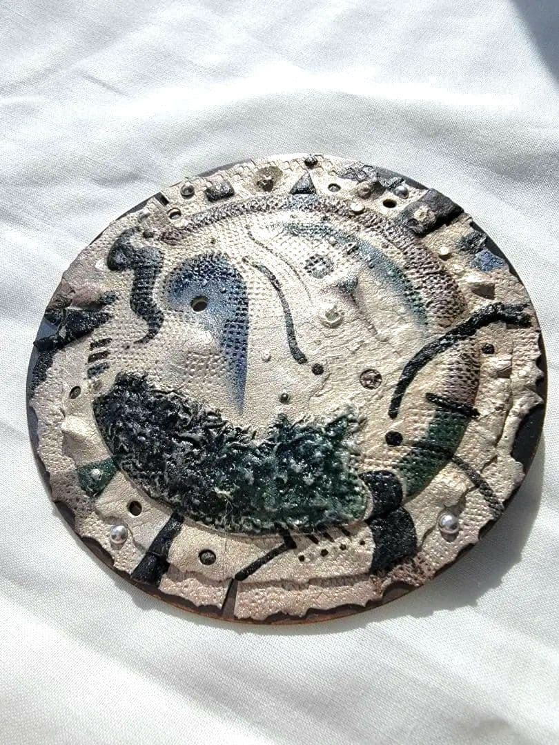 上枝久　希少　作家作品　純銀粘土　シルバー　ブローチ