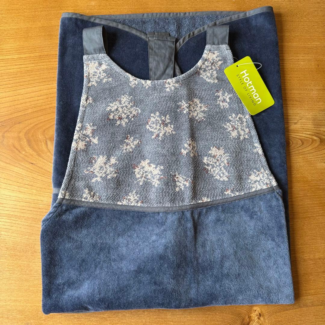 新品未使用】Hotman ホットマンサロンエプロン　 ブルーグレー　シェニール織