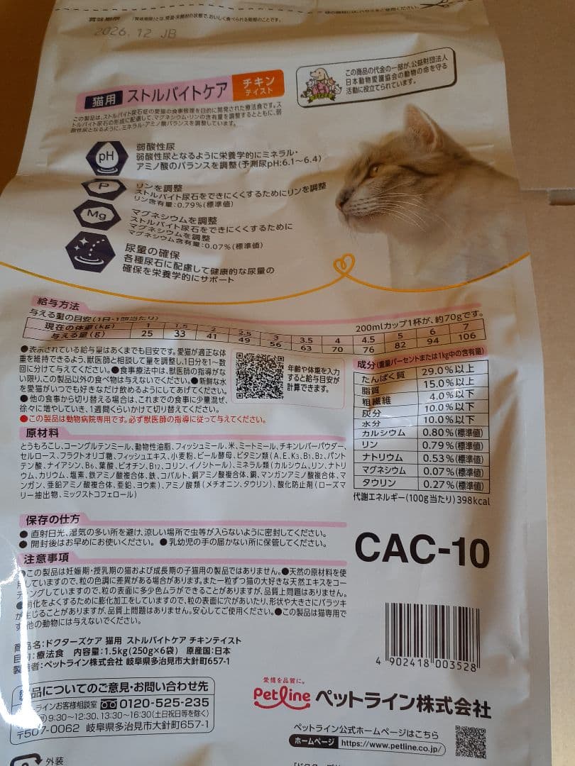 鶴座右衛門様ドクターズケア猫用療法食ストルバイトケアチキン1.5kg×2袋