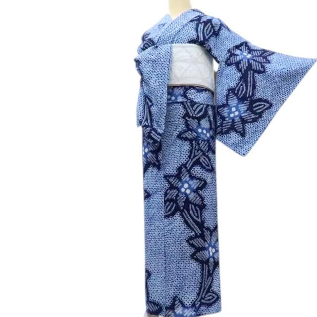 専用Y3438◆有松鳴海絞り 綿 背・居敷当て付 手縫い 高級浴衣 洗える夏着物