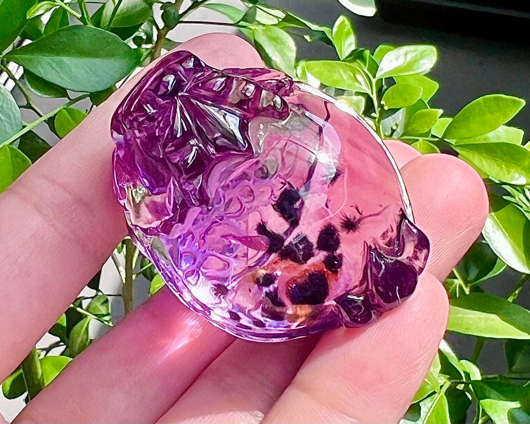 超貴重 ロマネサイトインINアメジスト　龍亀 彫刻天然石置物　開運　風水