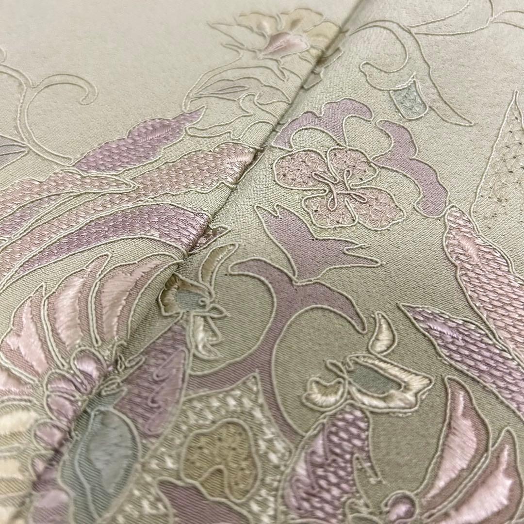 なか様　AK-4479 汕頭刺繍 蘇州刺繍 薄抹茶 裄67 紋無し 付下げ