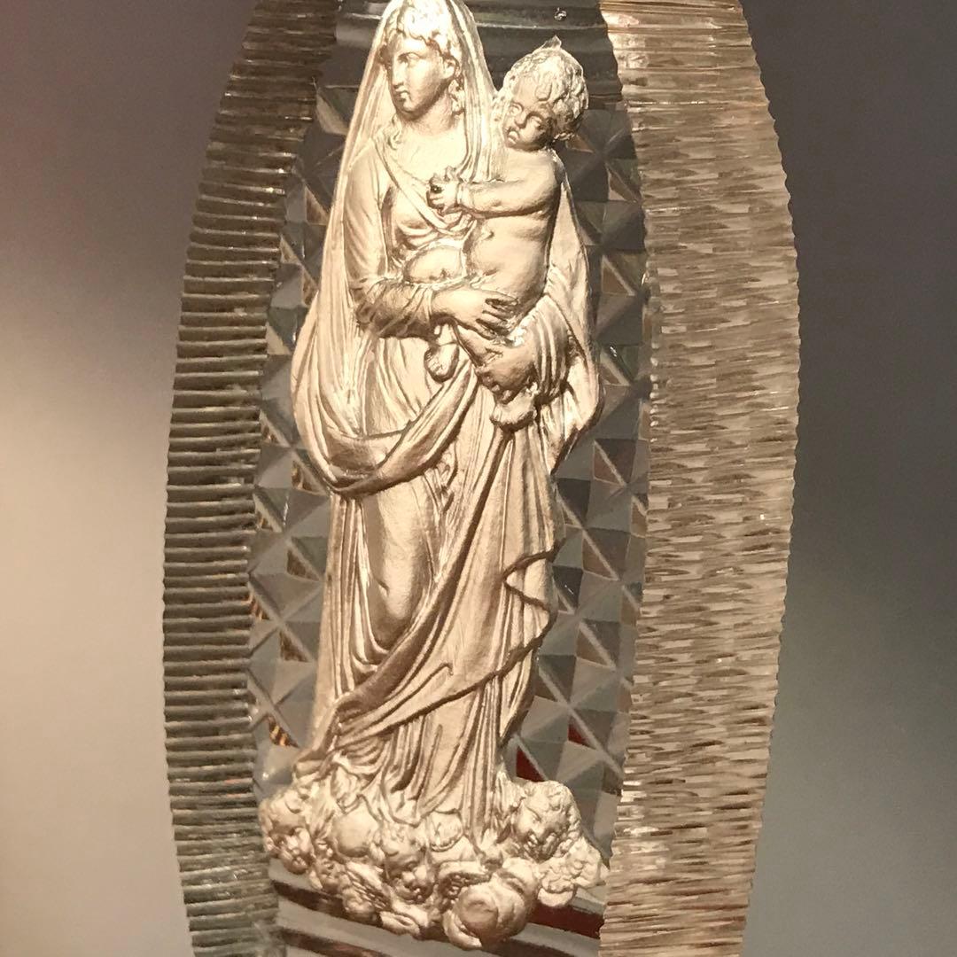 極希少とても古い聖母マリアとイエスの美しいオーナメント☆クリスタル＆セラミック☆