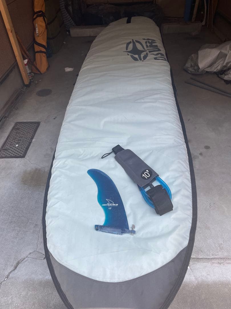 ロングボード 9'6\" 青ハードケース、フィン&リーシュコード付き　引き取り限定