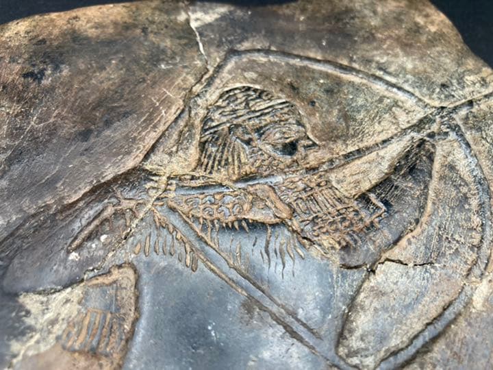 シュメール発掘品　ブラックストーン彫刻　紀元前2500年　メソポタミア