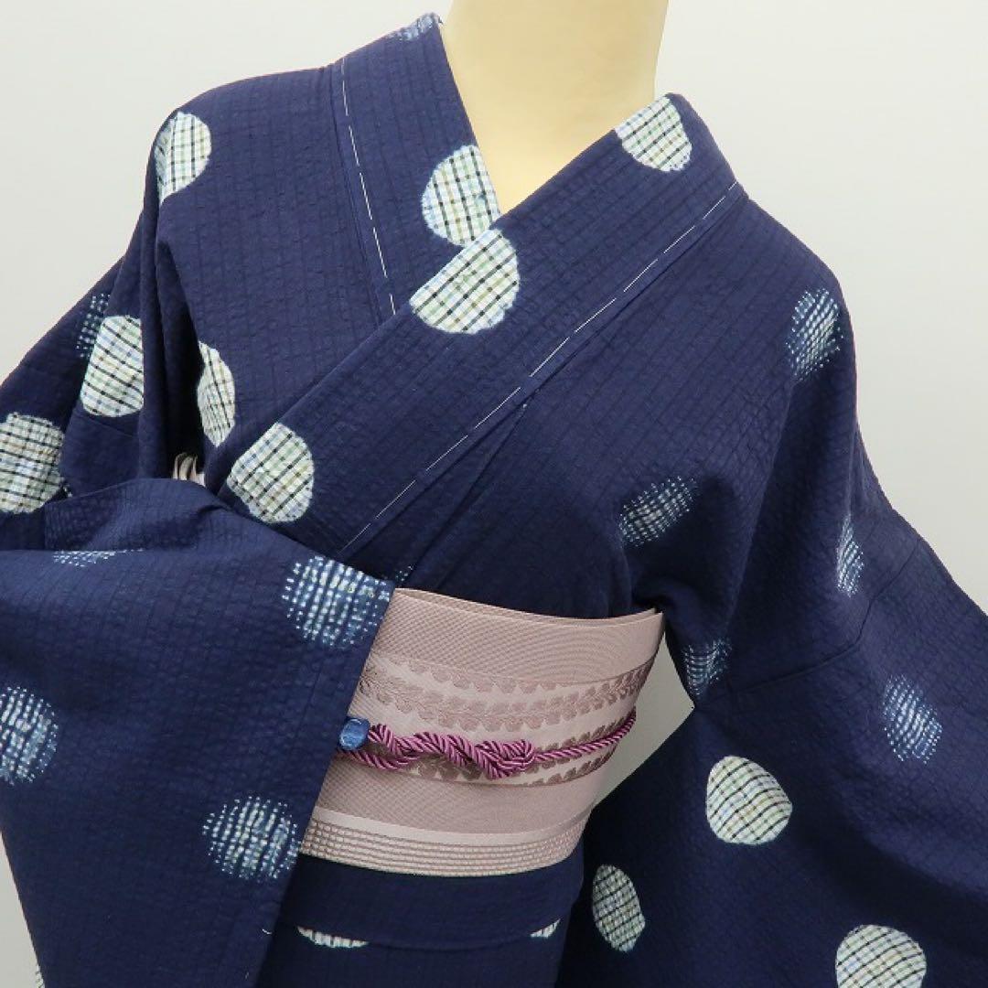 kichi✺新品 綿 浴衣 トールサイズ 高級広衿仕立て 居敷当A3221