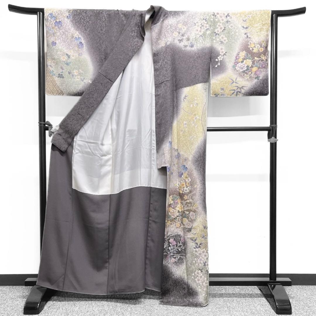 訪問着　金駒刺繍　金通し　道長取り　牡丹　梅　桔梗　桜　菊　着物　084w d