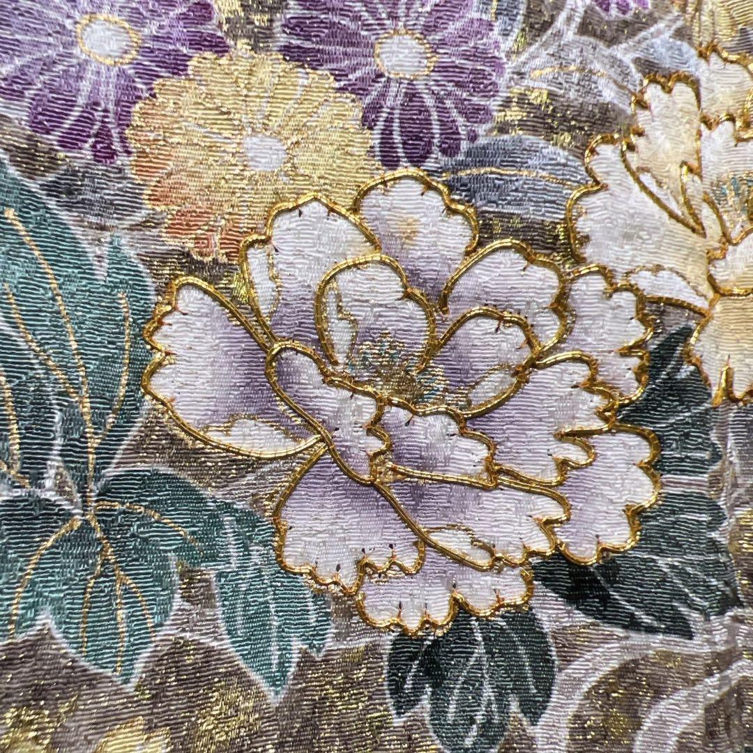 訪問着　金駒刺繍　金通し　道長取り　牡丹　梅　桔梗　桜　菊　着物　084w d