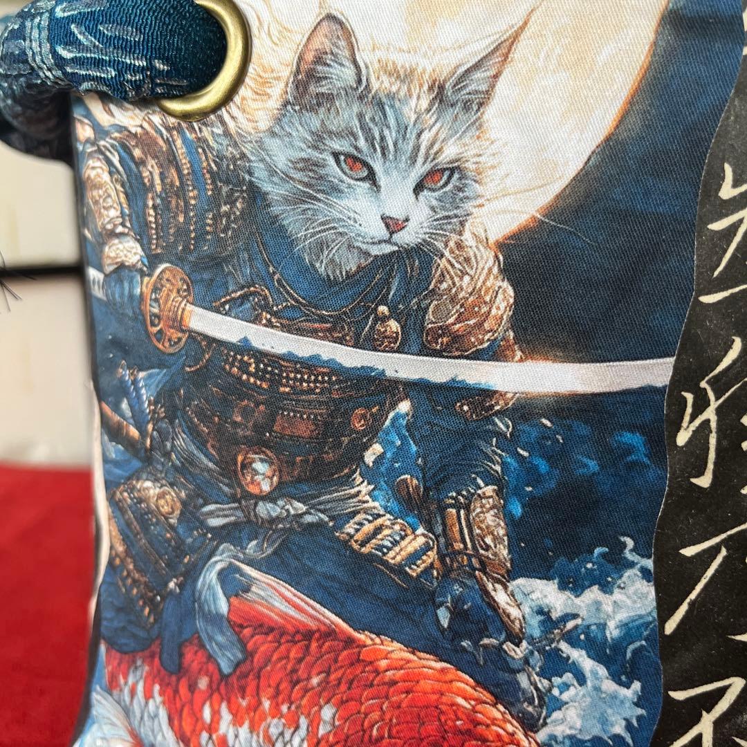 猫侍 一閑張り バッグ かごバッグ ハンドバッグ 和猫 茶トラ 中サイズ 和柄