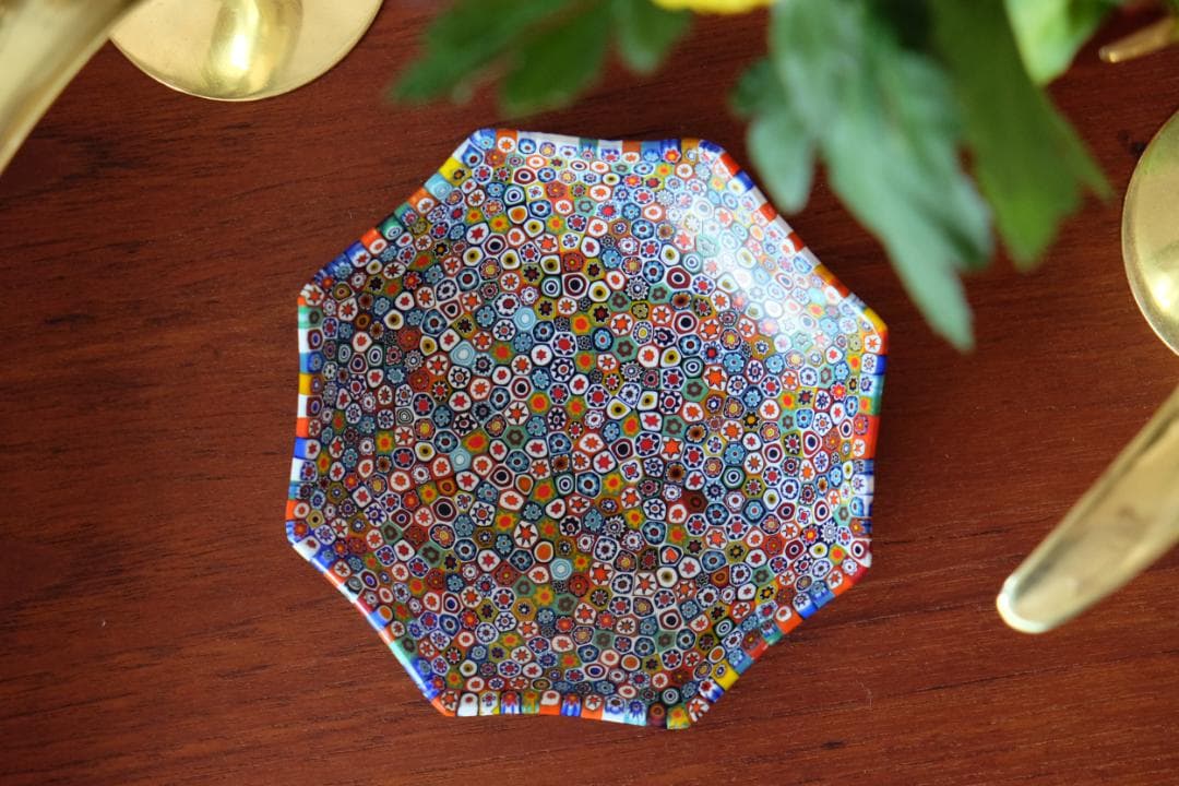 ベネチアンガラス ミルフィオリ プレート ガラス作家 検/ムラーノ 江波冨士子