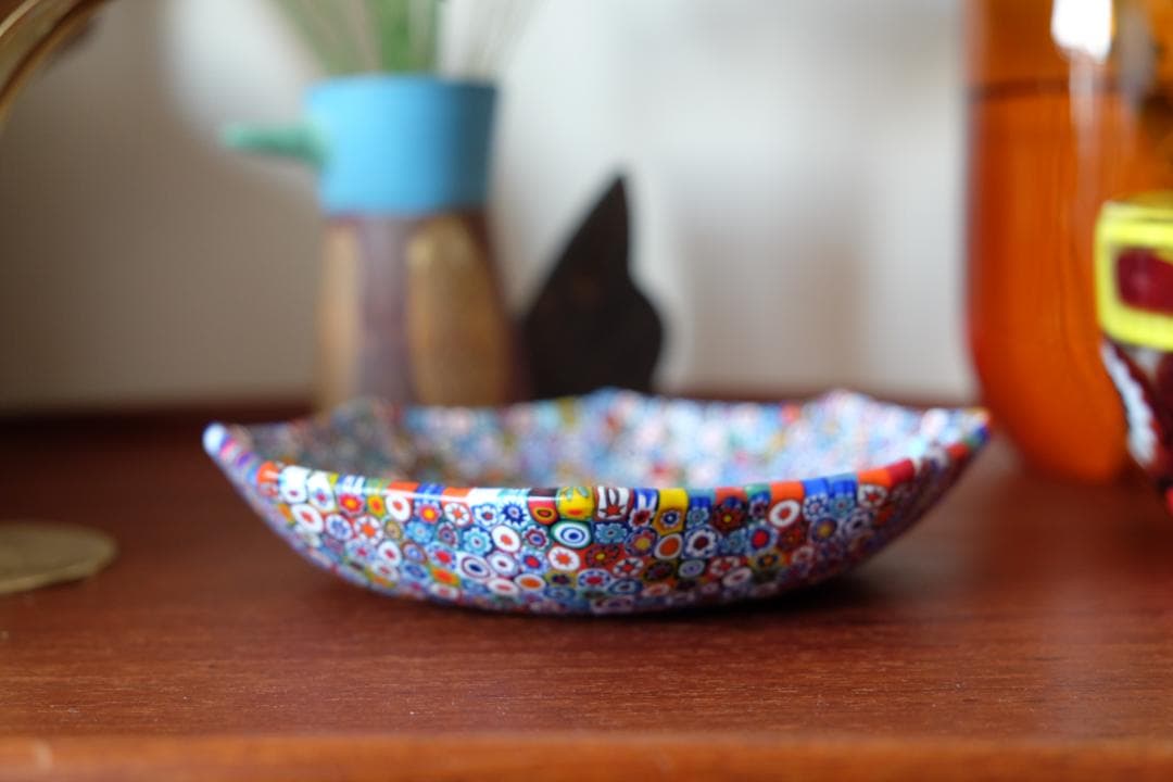 ベネチアンガラス ミルフィオリ プレート ガラス作家 検/ムラーノ 江波冨士子