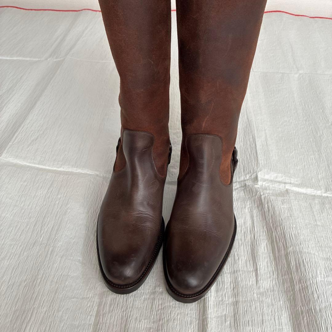 【ちよみ】サルトル ジョッキーブーツ 茶 36(約23cm) スウェード