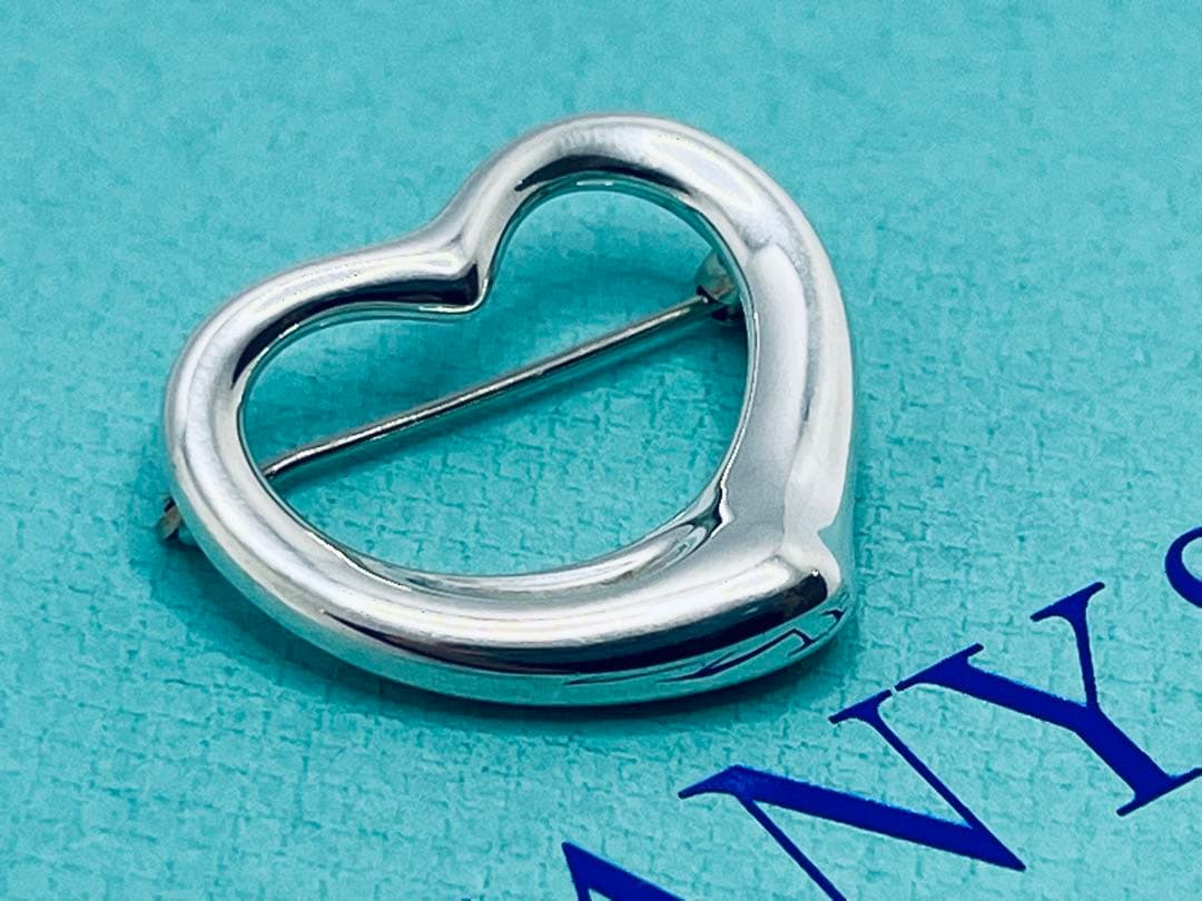 c902 美品　ティファニー　オープンハート　ブローチ　シルバー　925