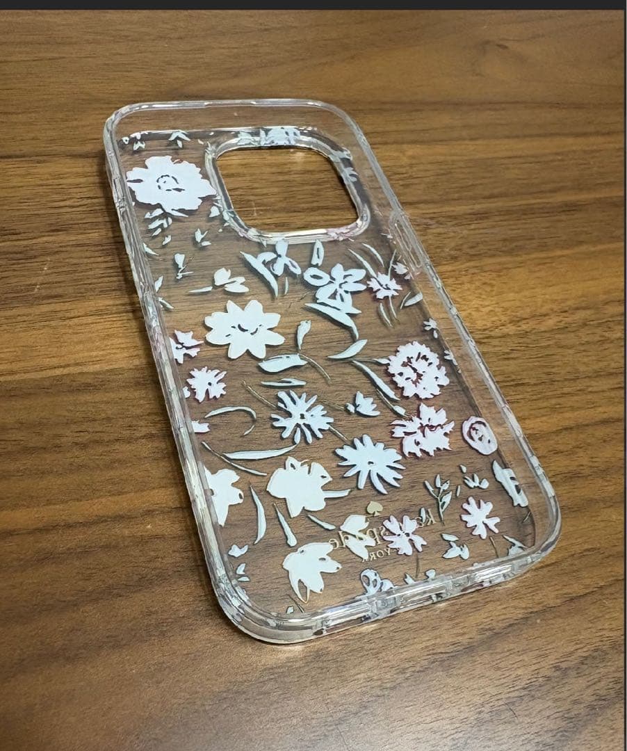 KATE SPADE iPhone14Proスマホリング付属 クリームマルチ1