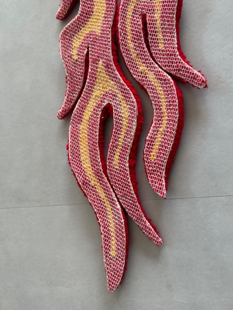 古着 ビンテージ ラグ マット ファイヤーパターン インテリア 置物 美品 希少