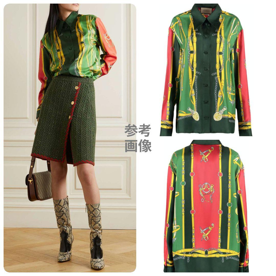 希少モデル【極美品】グッチ 総柄シルクシャツ GGマーモント 大きいサイズ 現行