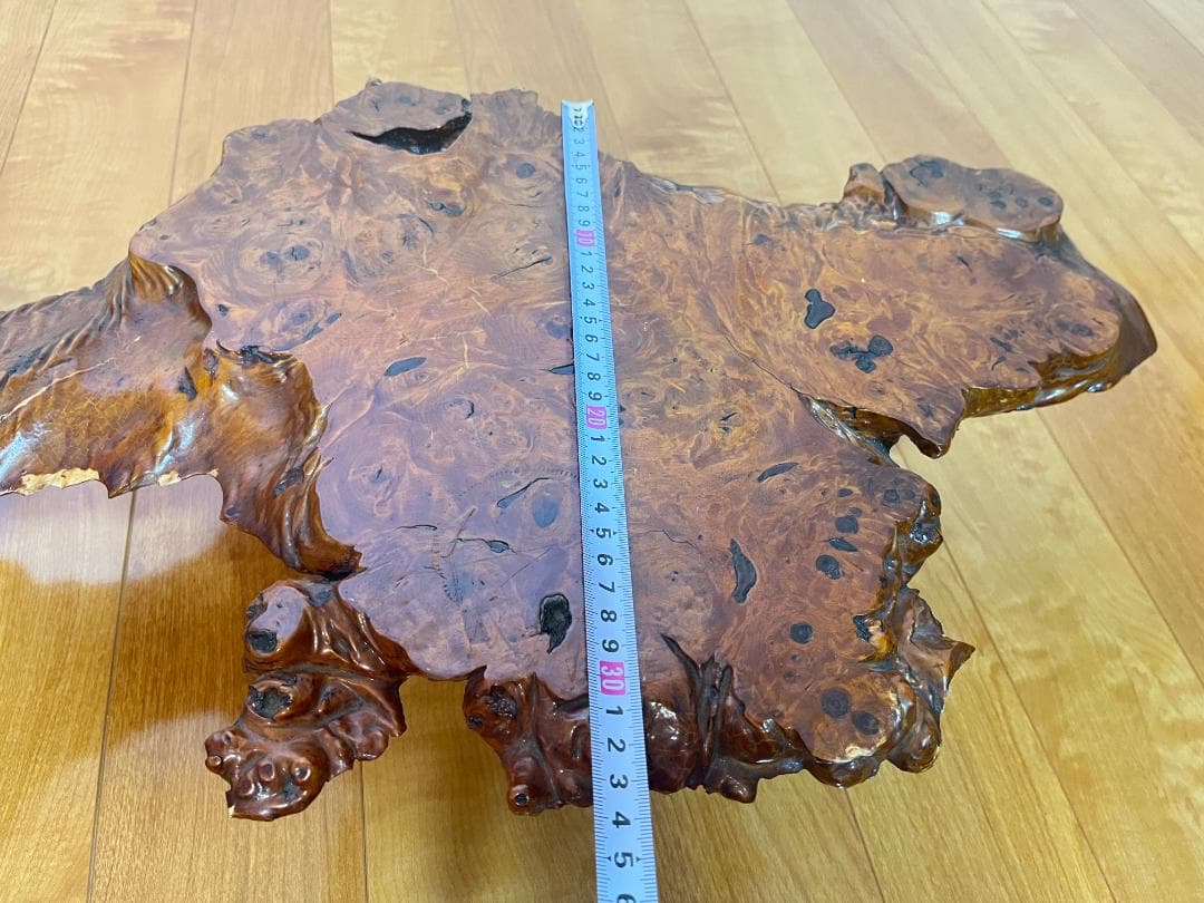 【天然一枚板】飾り台 盆栽台 花瓶台 座卓 足付き 大型 希少【光沢仕上げ】