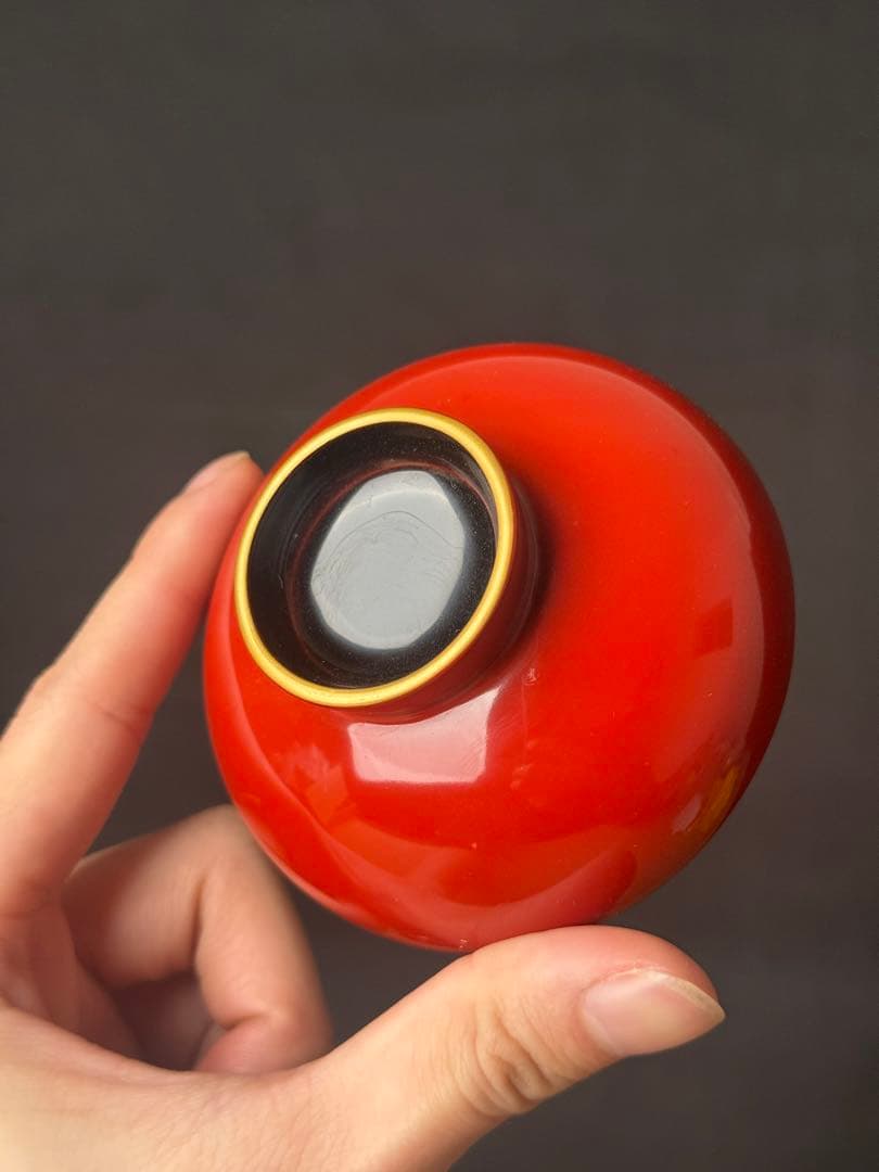 輪島塗 絵付 まり椀 5客 本堅地 中島松朗 (九香)作 布付 共箱 茶懐石道具