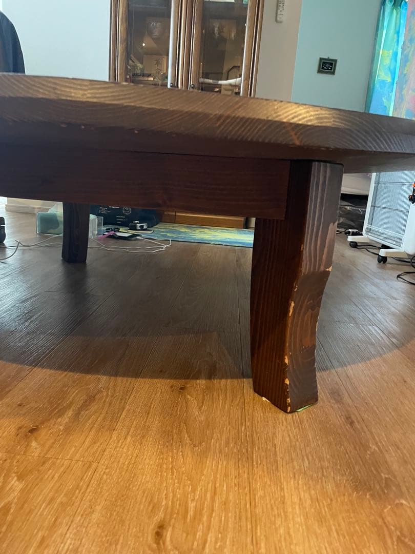 円形木製大きめちゃぶ台ダークブラウン