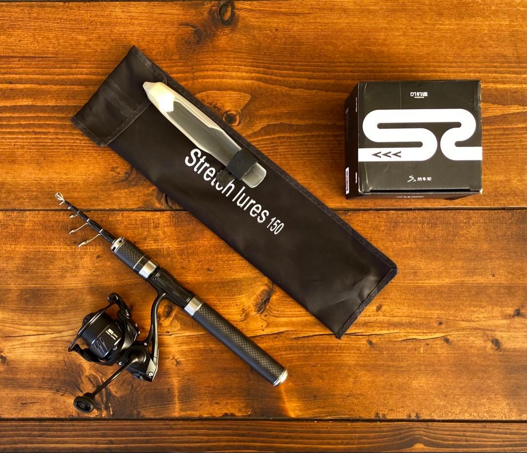 トラウトセット　トラウトロッド　5ft 渓流釣り　超軽量　カーボンロッド　リール