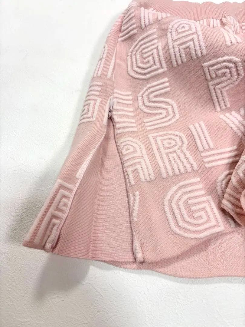 【美品】パーリーゲイツ セットアップ ニット スカート ピンク ロゴ 0 S