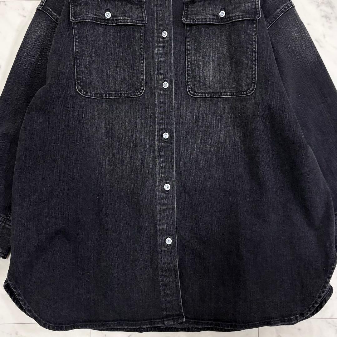美品✨ヘルシーデニム　アーモンド　デニムシャツ　オーバーシルエット　ブラック