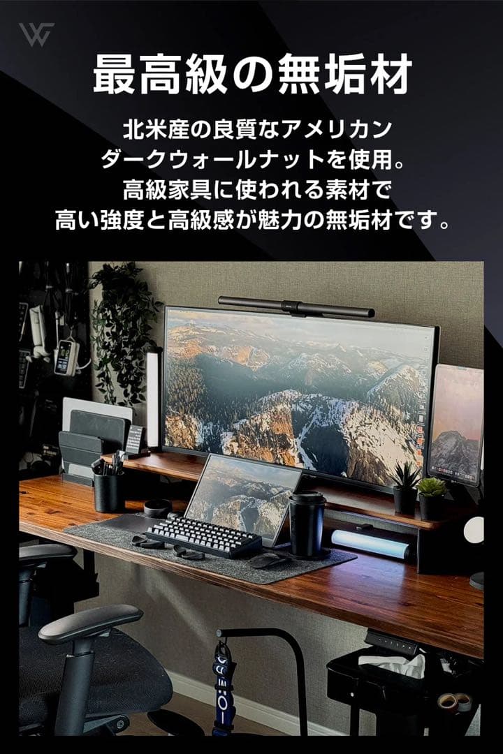 【新品】WORLD GADGETS アメリカンウォールナットデスクシェルフ